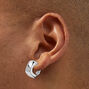 Silver-tone Thick 10mm Clip-On Hoop Earrings,