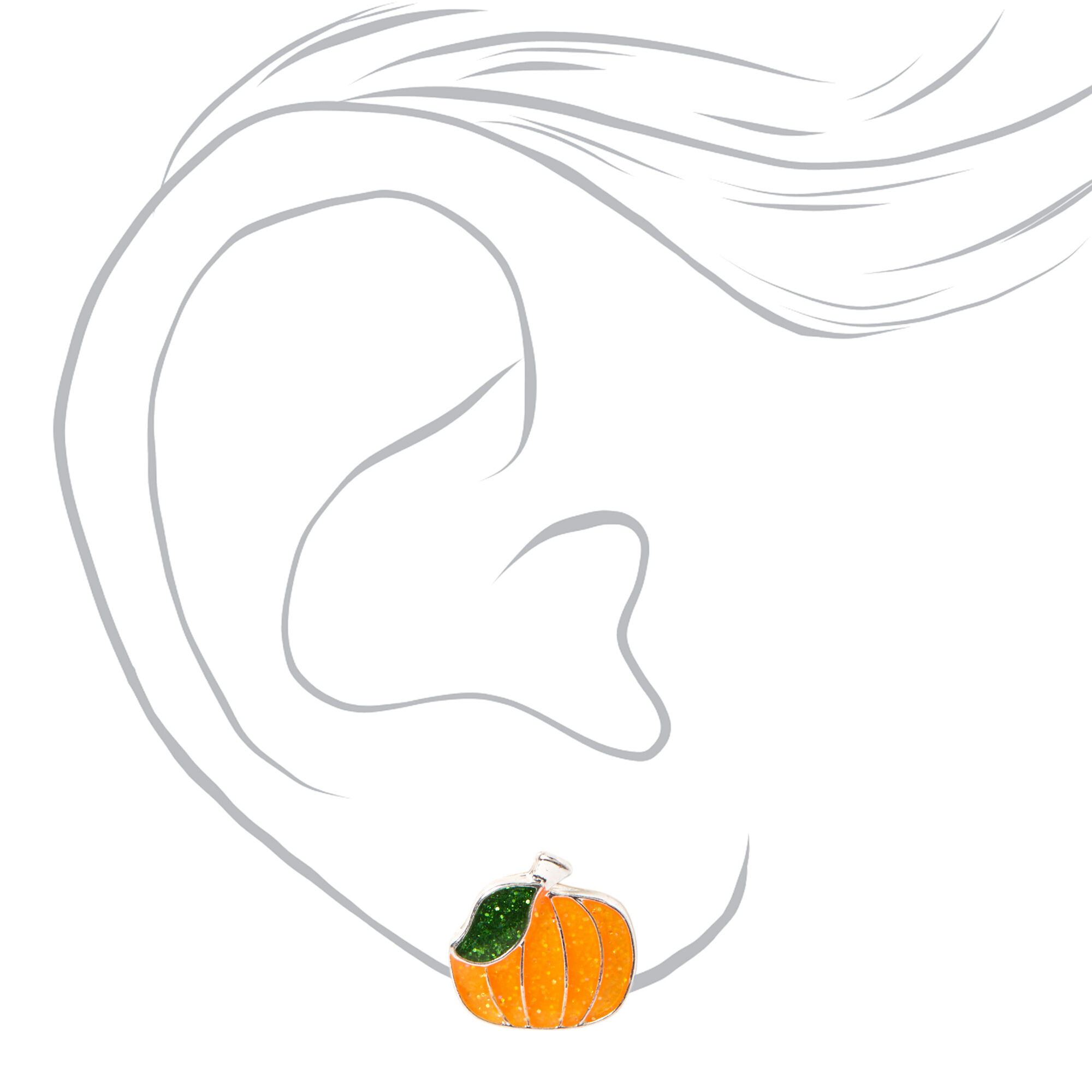 Glitter Pumpkin Halloween Stud Earrings,