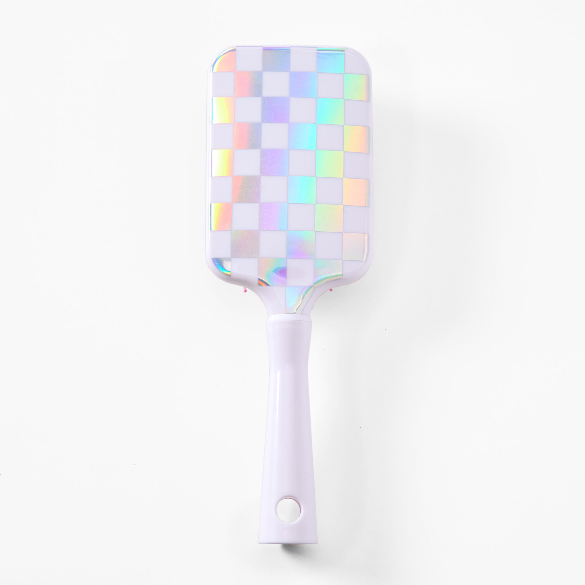 Holographic Checkered Paddle Hair Brush | Claire's US