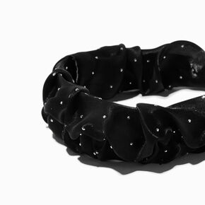 Black Satin Ruffled Headband,
