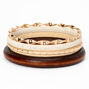 Gold Woven Wooden Bangle Bracelets - Brown, 4 Pack,