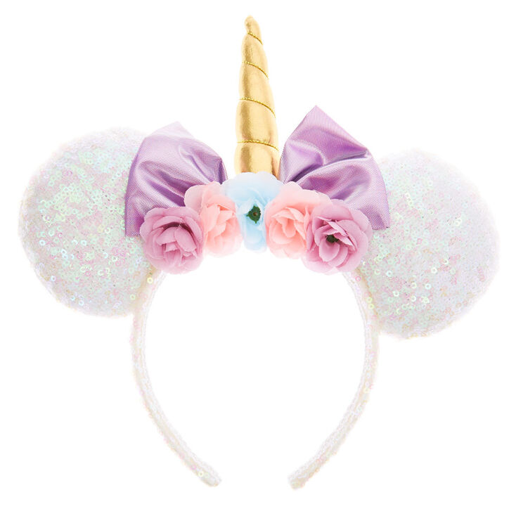 Serre-t&ecirc;te oreilles de Minnie Mouse Disney&copy; avec sequins blancs,
