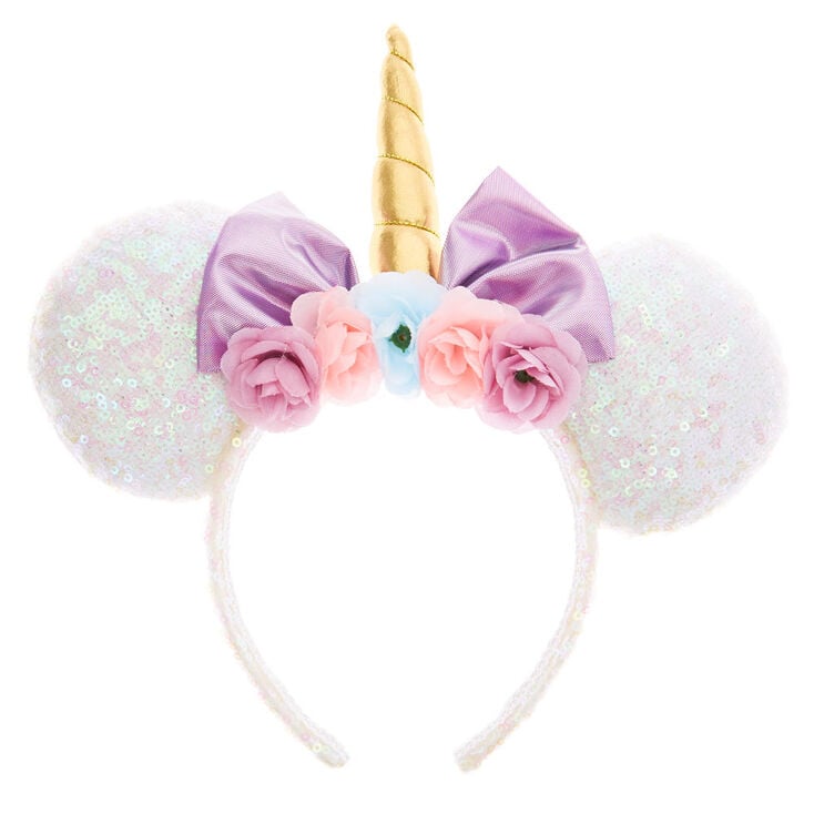 Disney® Sequin Unicorn Minnie Mouse Ear Headband White