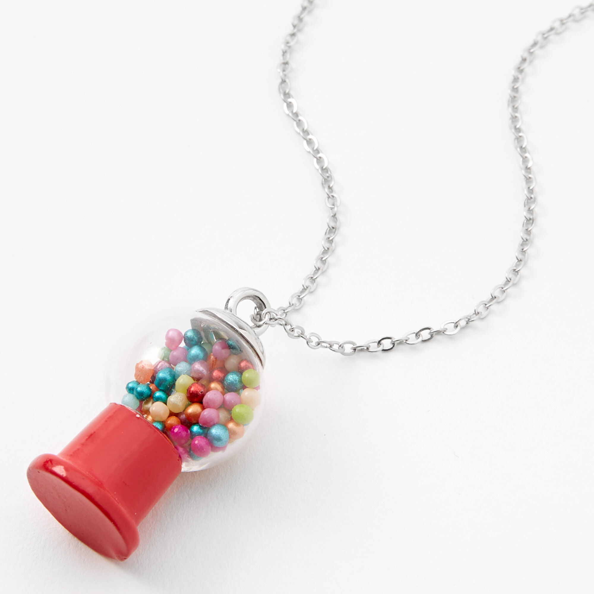Red Gumball Shaker Pendant Necklace Claire s US