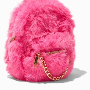 Furry Fuchsia Mini Backpack Crossbody Bag,