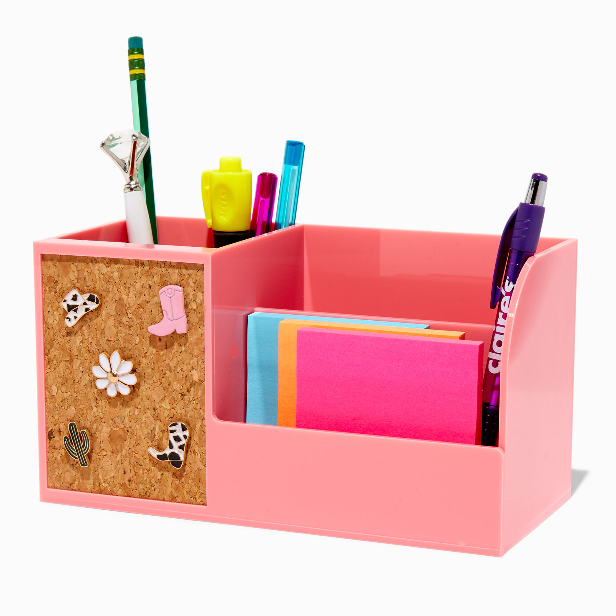 Pink Desktop Organizer with Western Push Pins