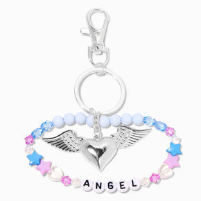 Silver Angel Wings Wrist Strap Keychain,