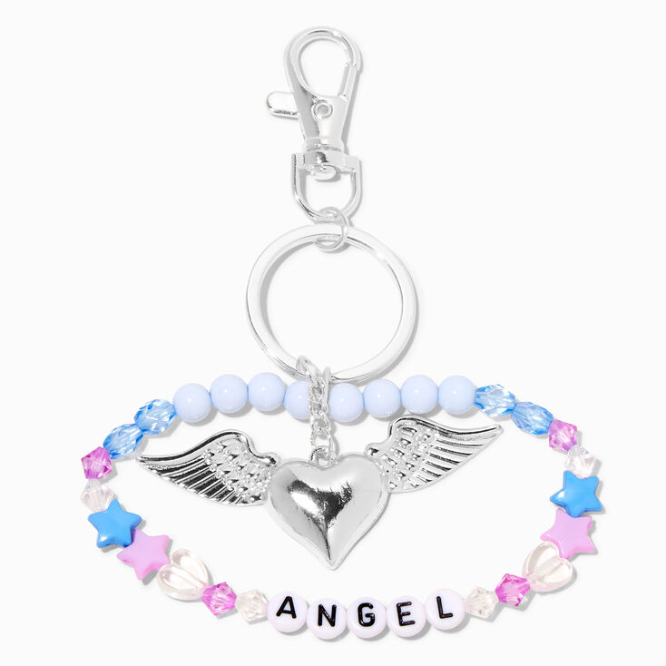 Silver Angel Wings Wrist Strap Keychain,