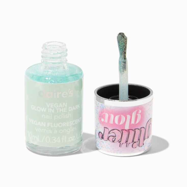 Glitter Glow Vegan Glow in The Dark Nail Polish - Mint,