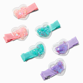 Claire&#39;s Club Heart Shaker Hair Clips - 6 Pack,