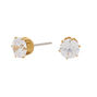Gold Titanium Cubic Zirconia Round Stud Earrings - 5MM,