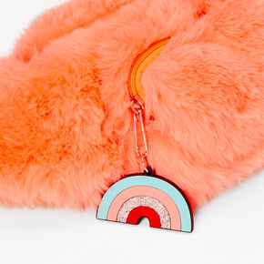 Coral Furry Fanny Pack,