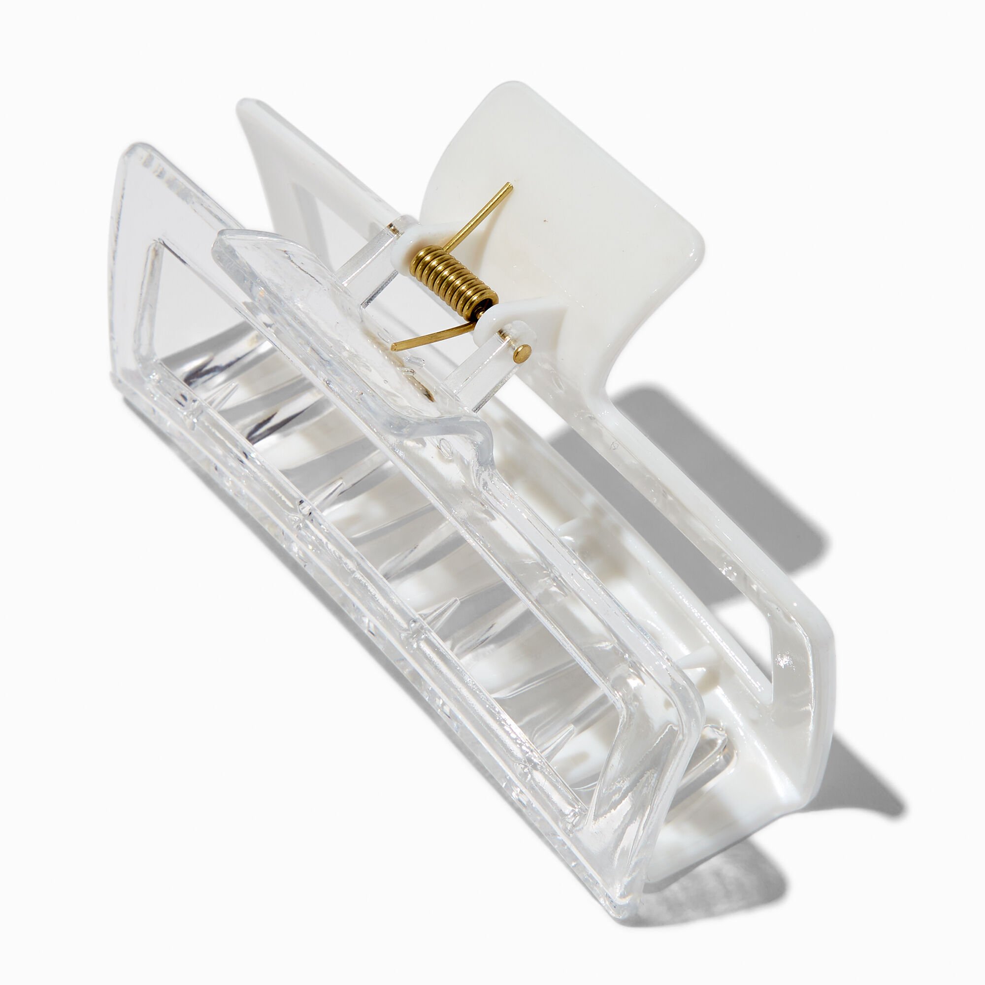 Large Two-Tone White Rectangular Hair Claw,