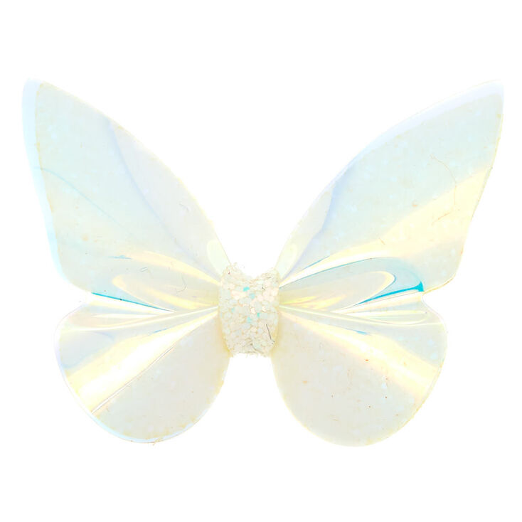 Claire's Mini pince à cheveux blanche à papillon pailleté holographique