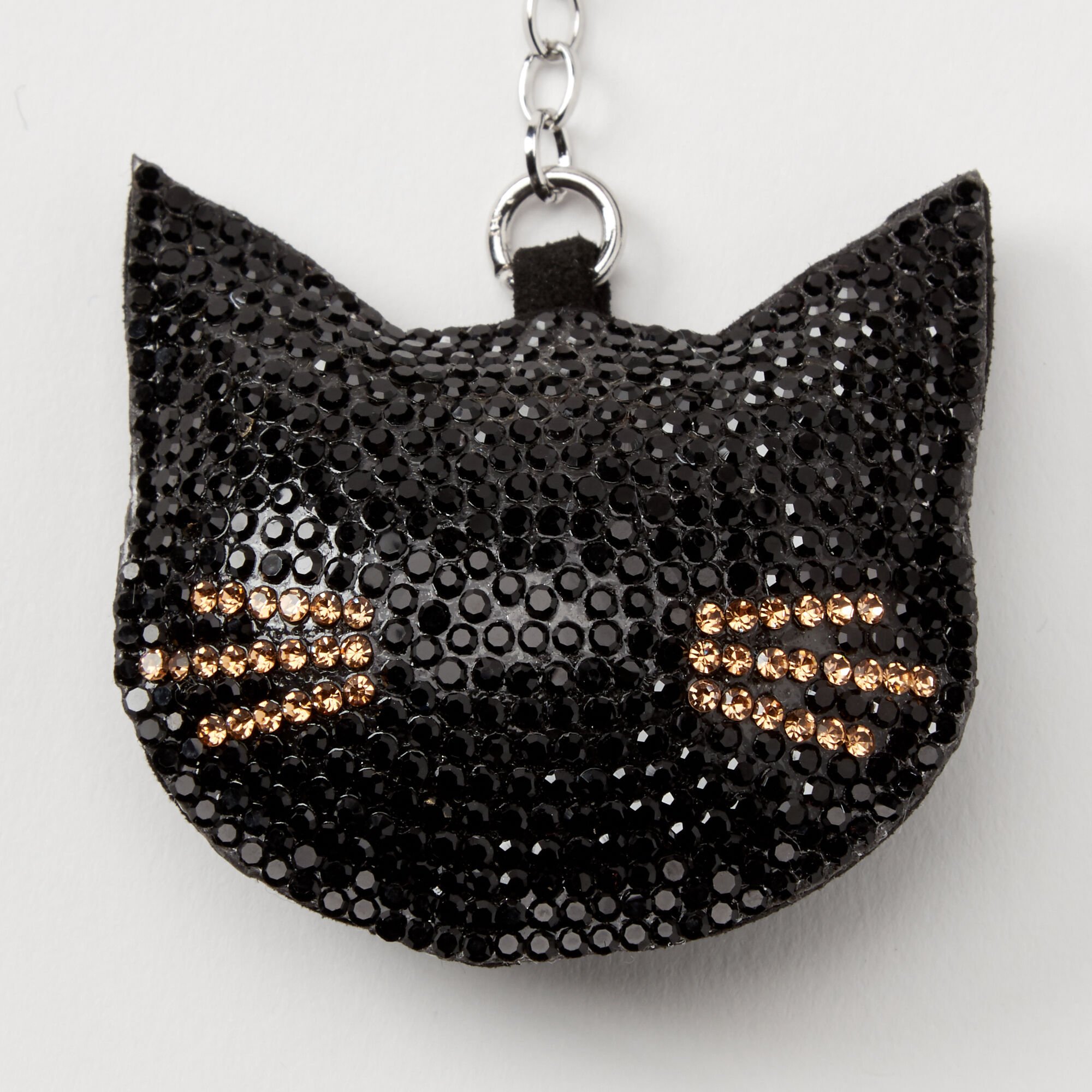 Porte-clés chat bling bling - Noir,