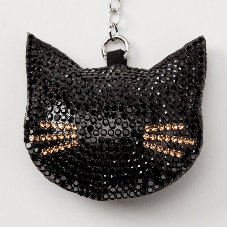 Porte-cl&eacute;s chat bling bling - Noir,
