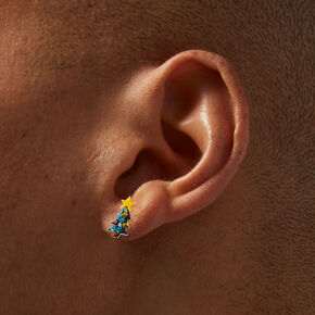 Sterling Silver Crystal Christmas Tree Stud Earrings,