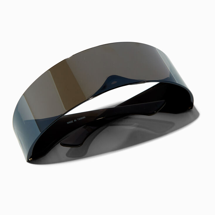 Sleek Black Wraparound Shield Sunglasses