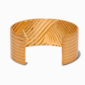 Gold-tone Thick Ribbed Cuff Bracelet,