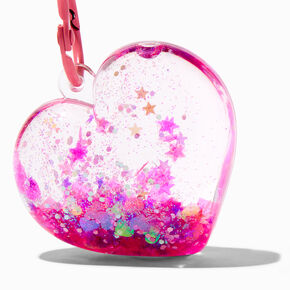 Pink Heart Water-Filled Glitter Keychain,