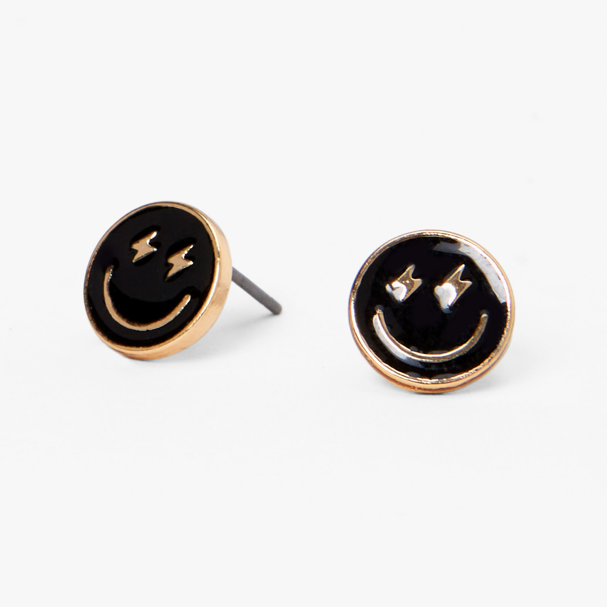 View Claires Happy Face Stud Earrings Black information