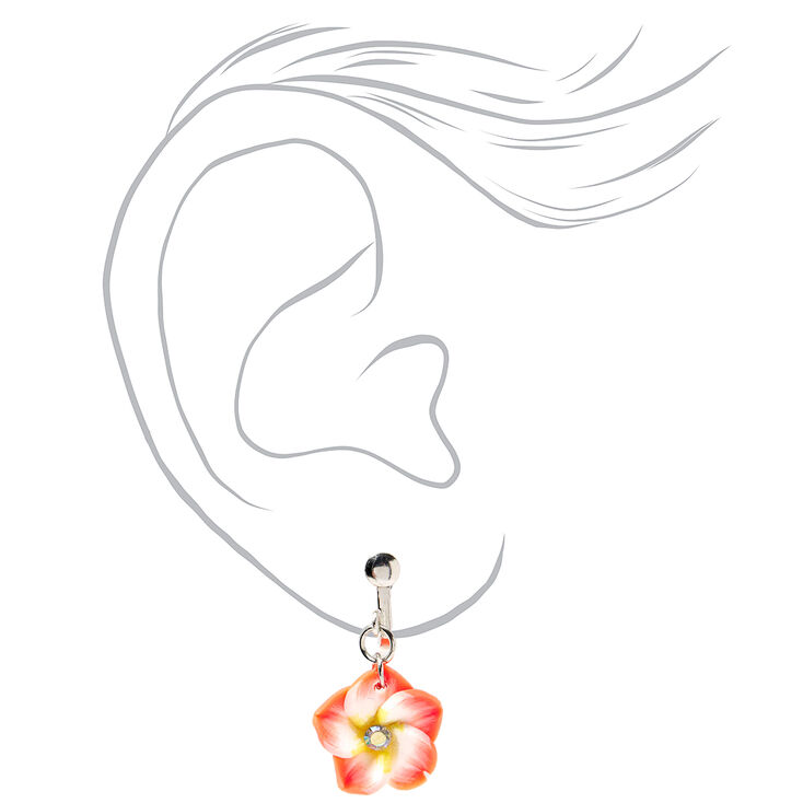 Pendantes &agrave; clip 2,5&nbsp;cm motif hibiscus - orange,
