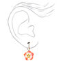 Hibiscus 1&quot; Clip On Drop Earrings - Orange,