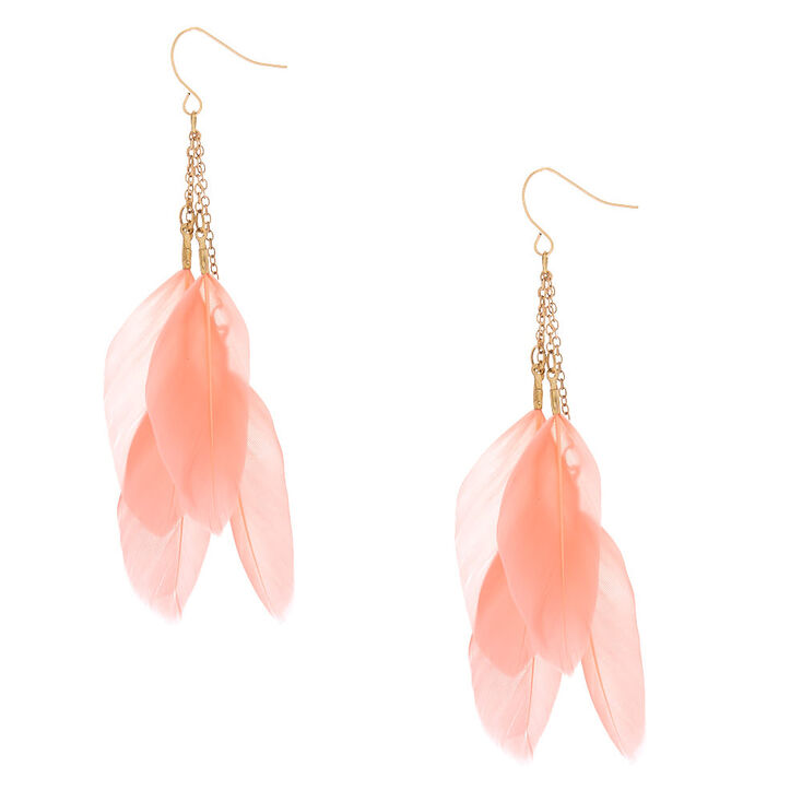 Feather Drop Pink Earrings Feather Drop Pink Earrings