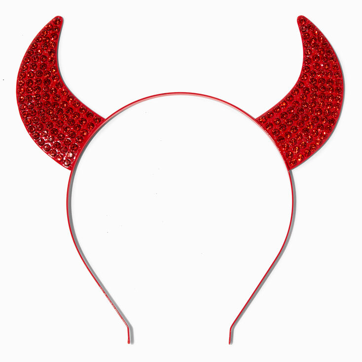 Gem Studded Red Devil Horns Headband,