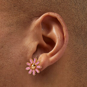 Blush Pink Flower Gold-tone Stud Earrings,