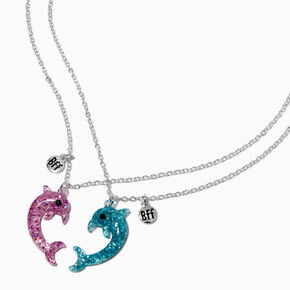 Best Friends Glittery Dolphin Pendant Necklaces - 2 Pack,