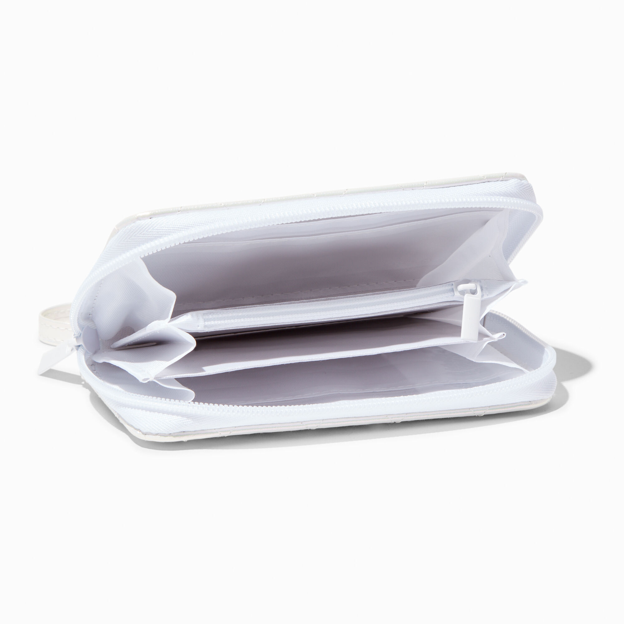 Portefeuille matelassé blanc licorne couleur argentée,