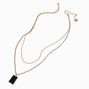 Black Rectangle Gold-tone Multi-Strand Necklace,
