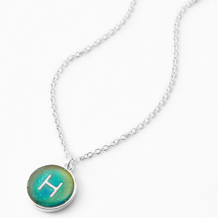 Silver Initial Mood Pendant Necklace - H,
