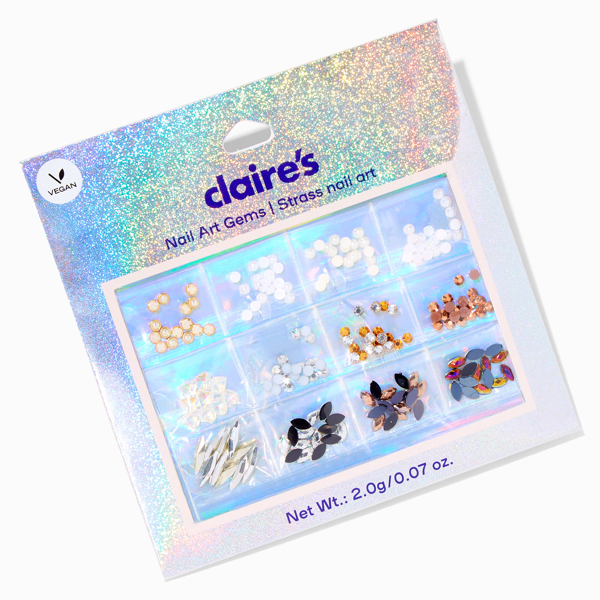 View Claires Mixed Metal Pearl Vegan Nail Art Gem Pack Rainbow information