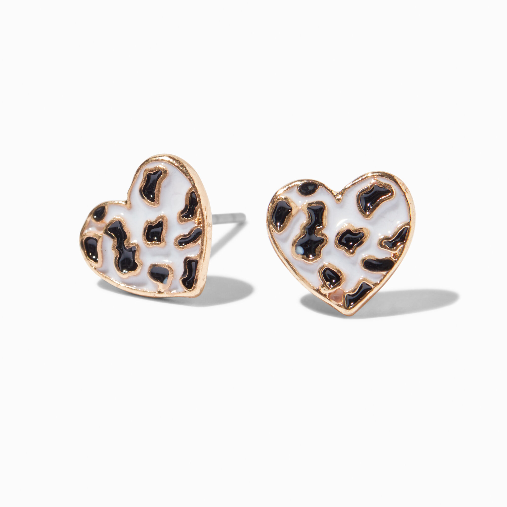 Cow Print Gold Stud Earrings Claire s US