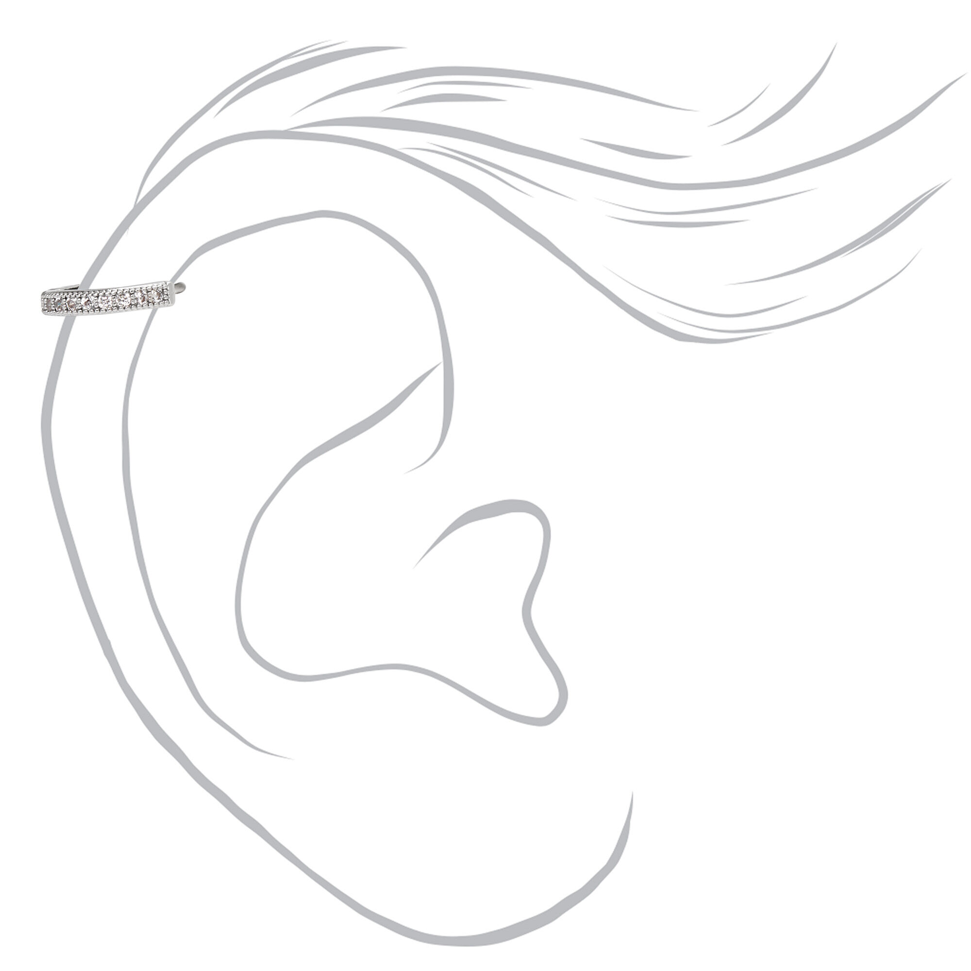 Anneau pour piercing de cartilage à demi ornementé 12 mm couleur argentée,