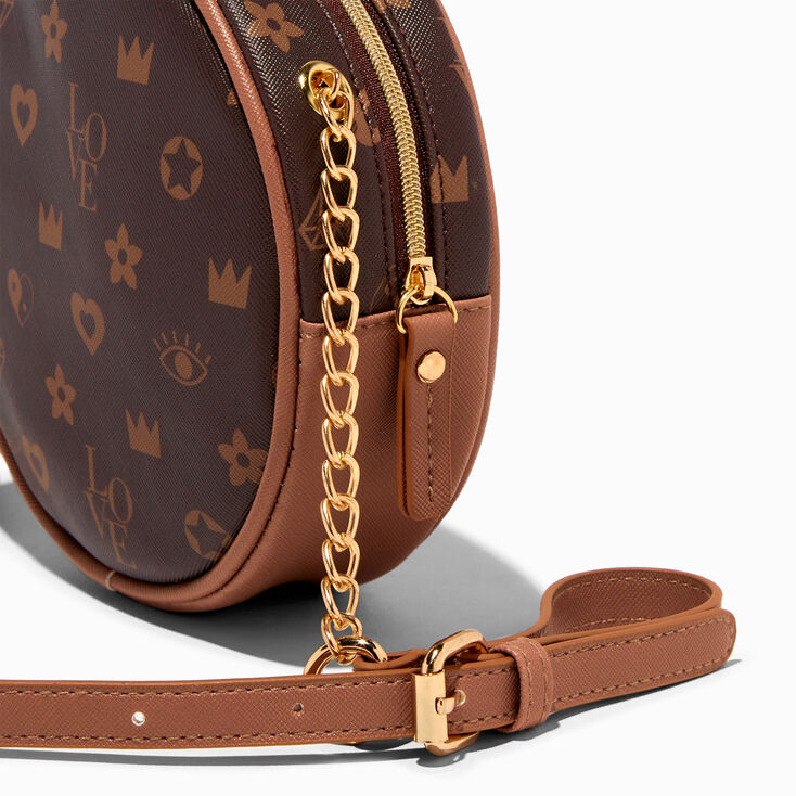 Brown Status Icons Round Crossbody Bag,