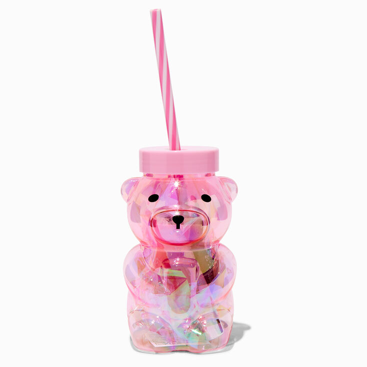 Pink Chrome Bear Tumbler &amp; Lip Gloss Set - 3 Pack,