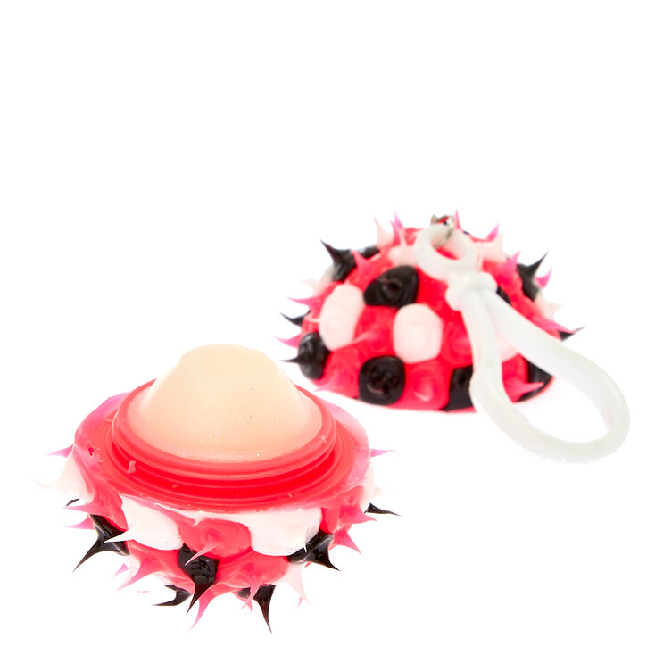 Hot Pink, Black and White Rave Ball Berry Flavored Lip Balm,