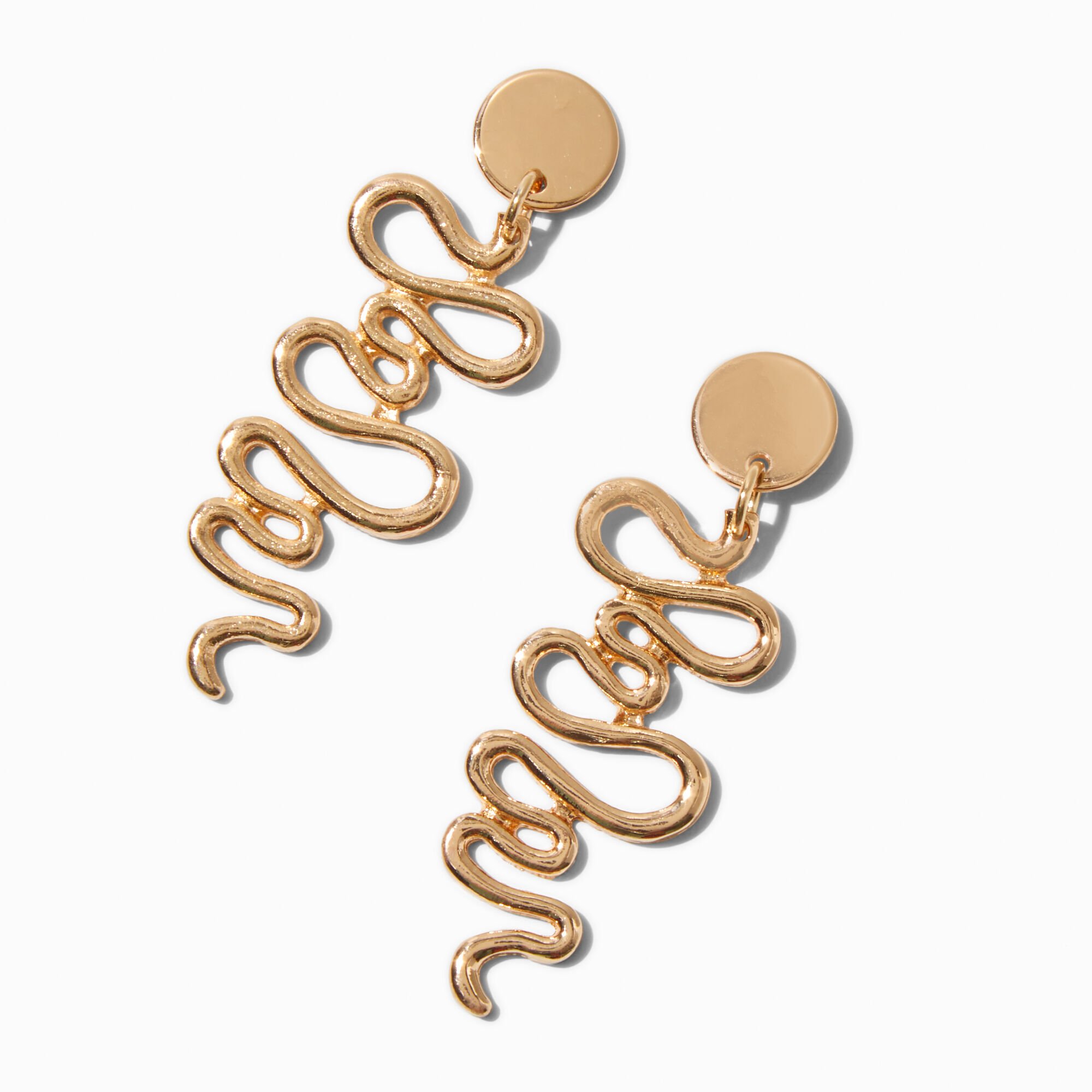 Gold-tone Snake Wiggle 3" Drop Earrings ,