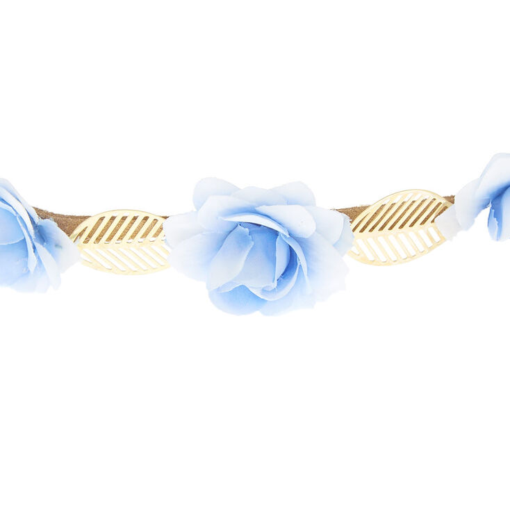 Rose Flower Crown Headwrap - Sky Blue,