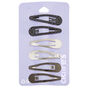 Mixed Metal Textured Snap Hair Clips - 6 Pack,