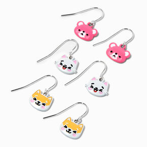 Cute Bears, Cats, &amp; Shibu Inu 0.5&quot; Drop Earrings - 3 Pack,