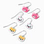 Cute Bears, Cats, &amp; Shibu Inu 0.5&quot; Drop Earrings - 3 Pack,