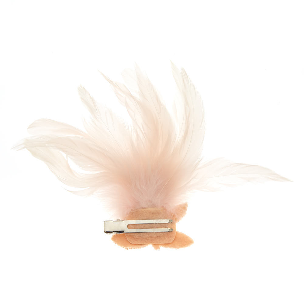 Sequin Feather Fascinator Hair Barrette - Nude,