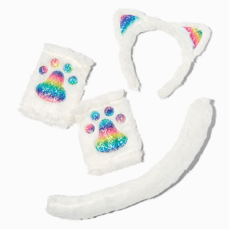 Ensemble de d&eacute;guisement chat arc-en-ciel blanc - Lot de 3,