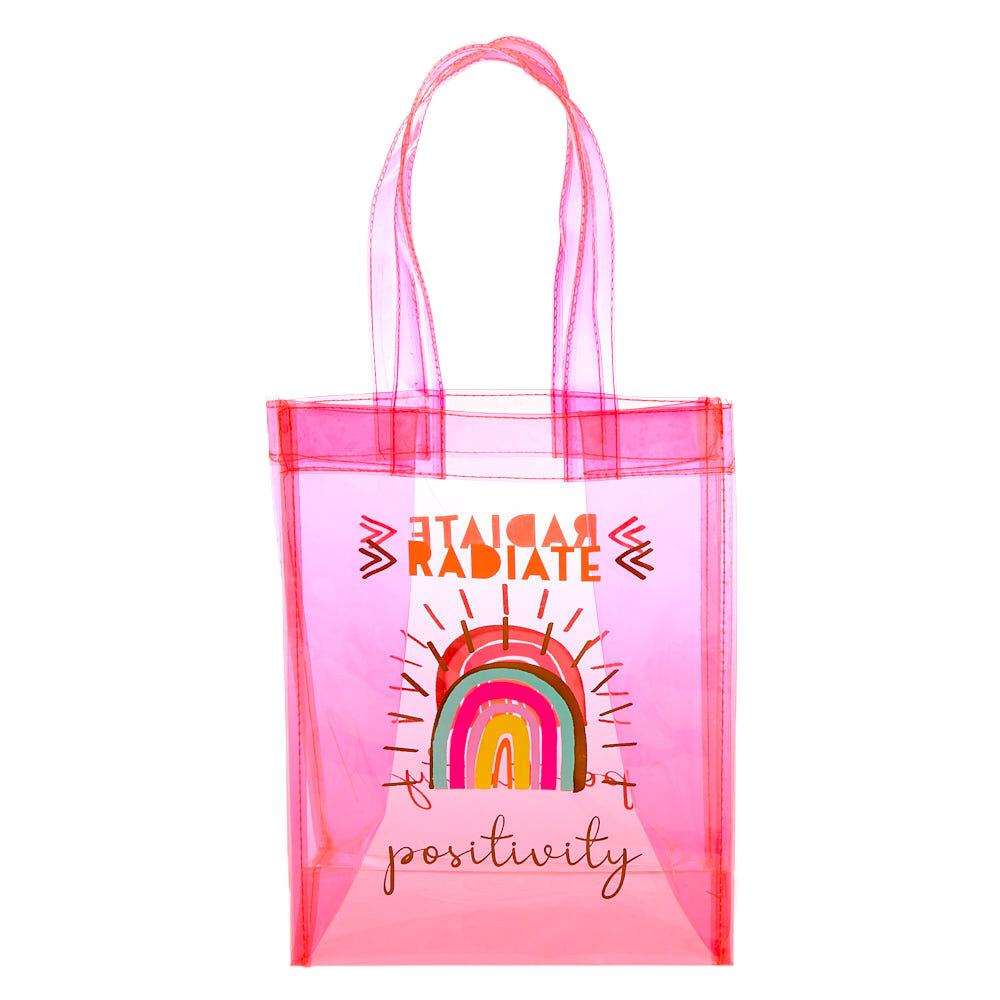 pink transparent tote bag