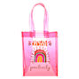 Radiate Positivity Rainbow Transparent Reusable Tote Bag - Pink,