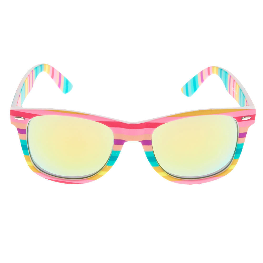 Pastel Striped Retro Frame Sunglasses,